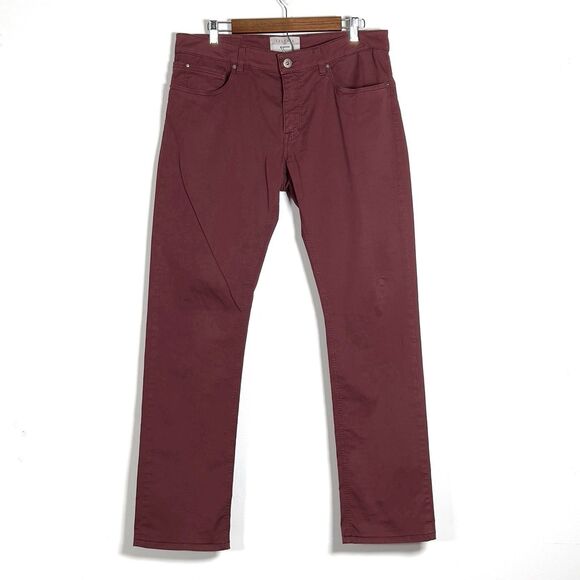 Teleria Zed Chino Pants Mens 34x31 Burgundy Cobra Cotton Stretch Made In Italy